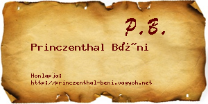 Princzenthal Béni névjegykártya